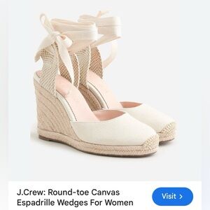 J. CREW ROUND- TOE CANVAS ESPADRILLE  WEDGE  WOMEN